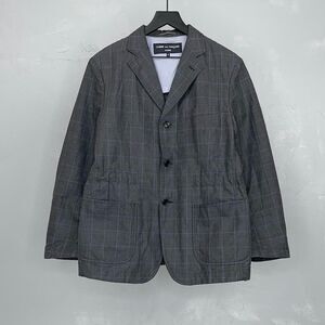 Comme Des Garçons Homme 2018 Linen & Cotton Windowpane Gray Lightweight Blazer S